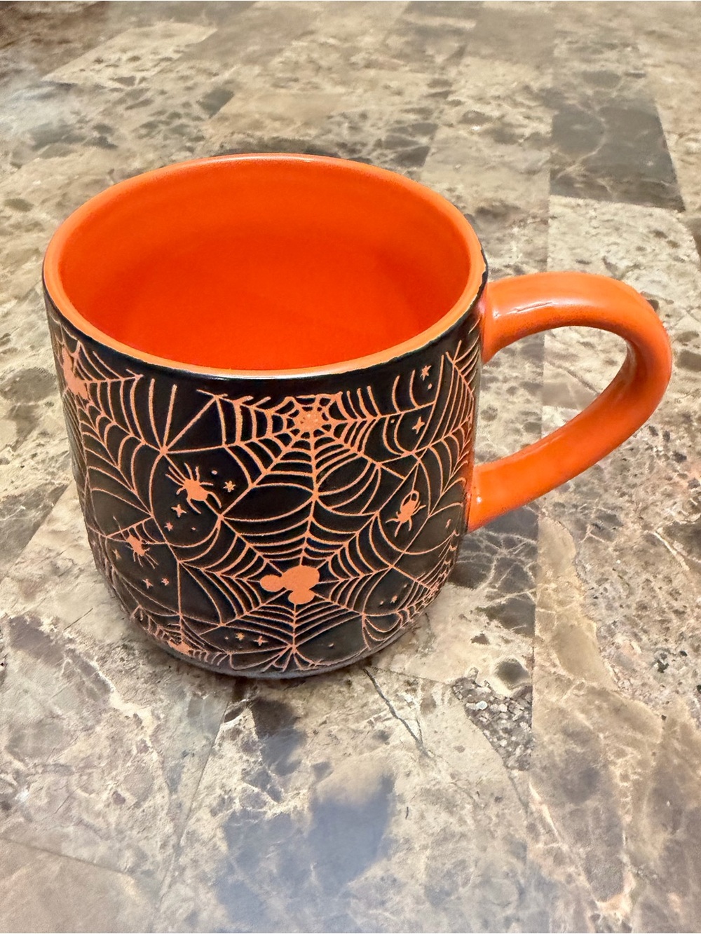 Disney Orange and Black Spiderweb Ceramic Mug
